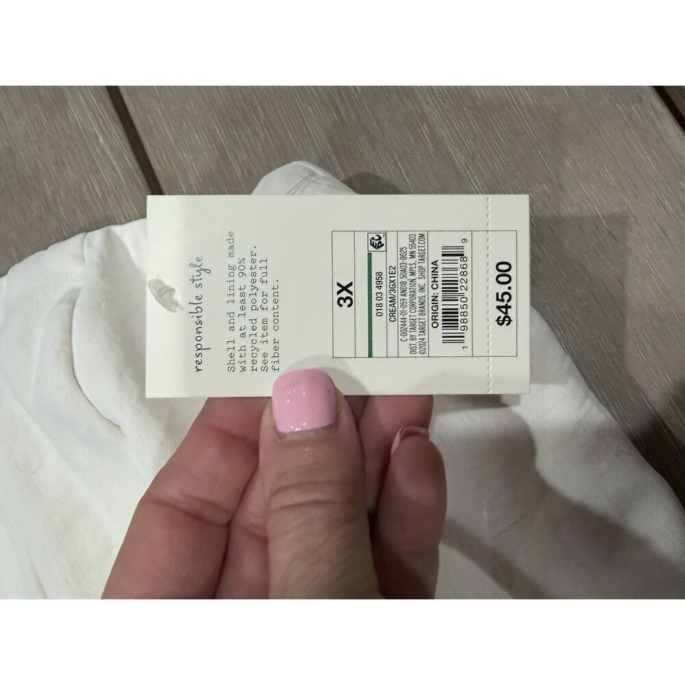 A New Day Strapless Cream Jumpsuit Plus Size 3X Wide Leg Silhouette Boho Coastal - Picture 7 of 12